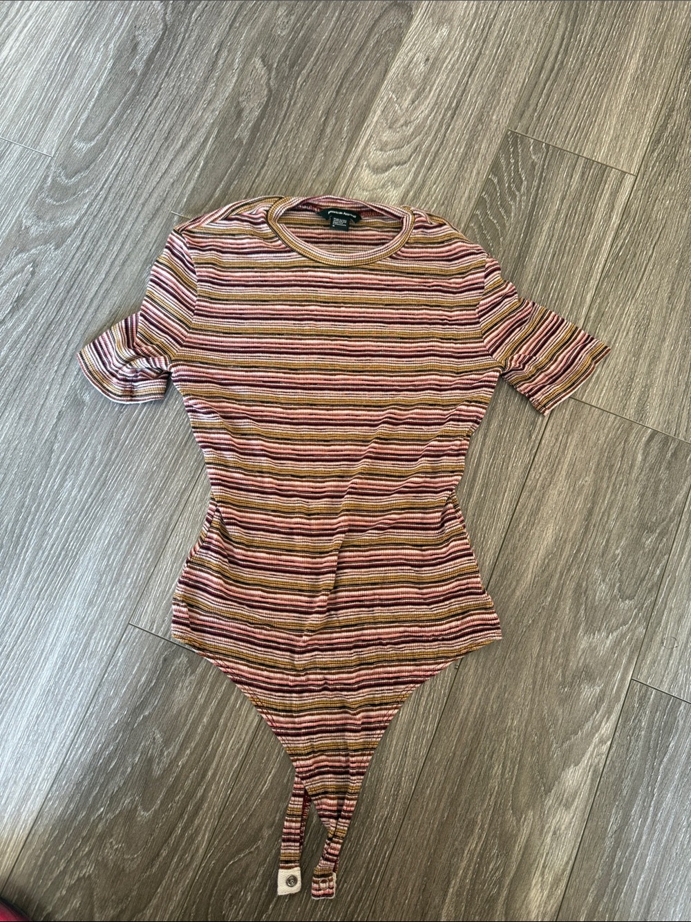 American apparel vintage Striped thong bodysuit pink